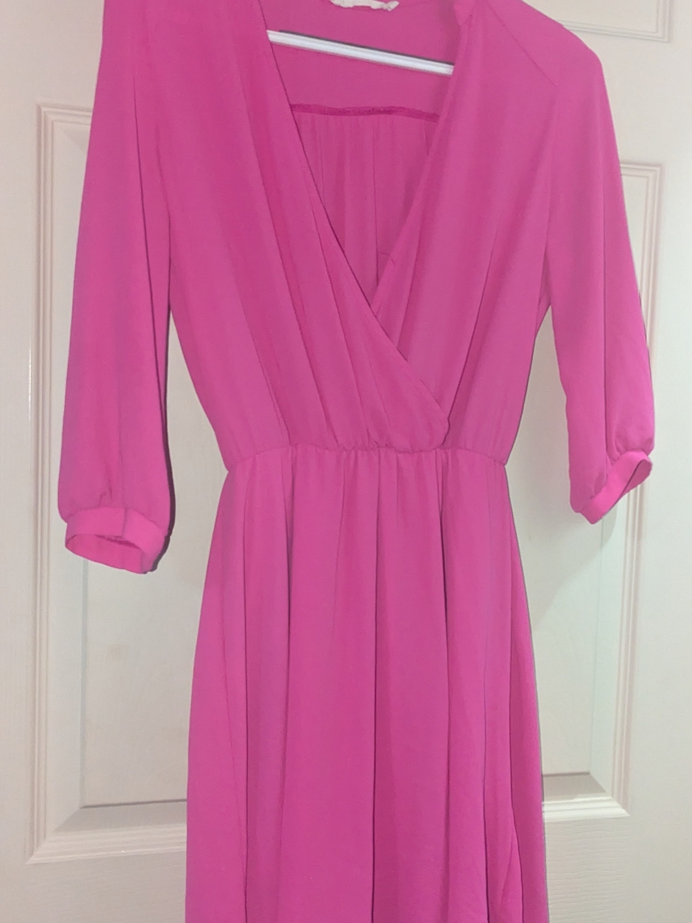 Lush Hot Pink Wrap-Front Midi Dress